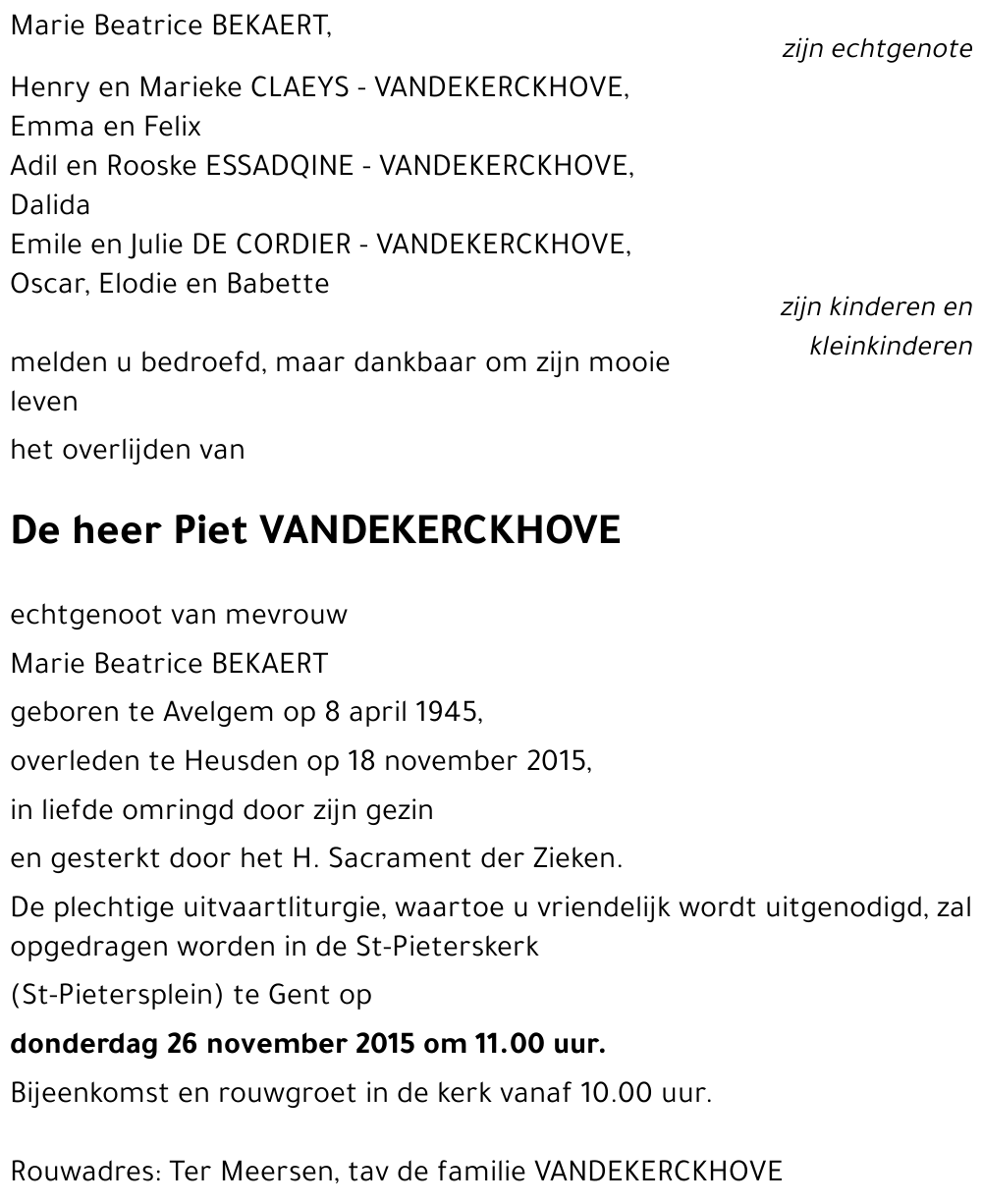Piet VANDEKERCKHOVE