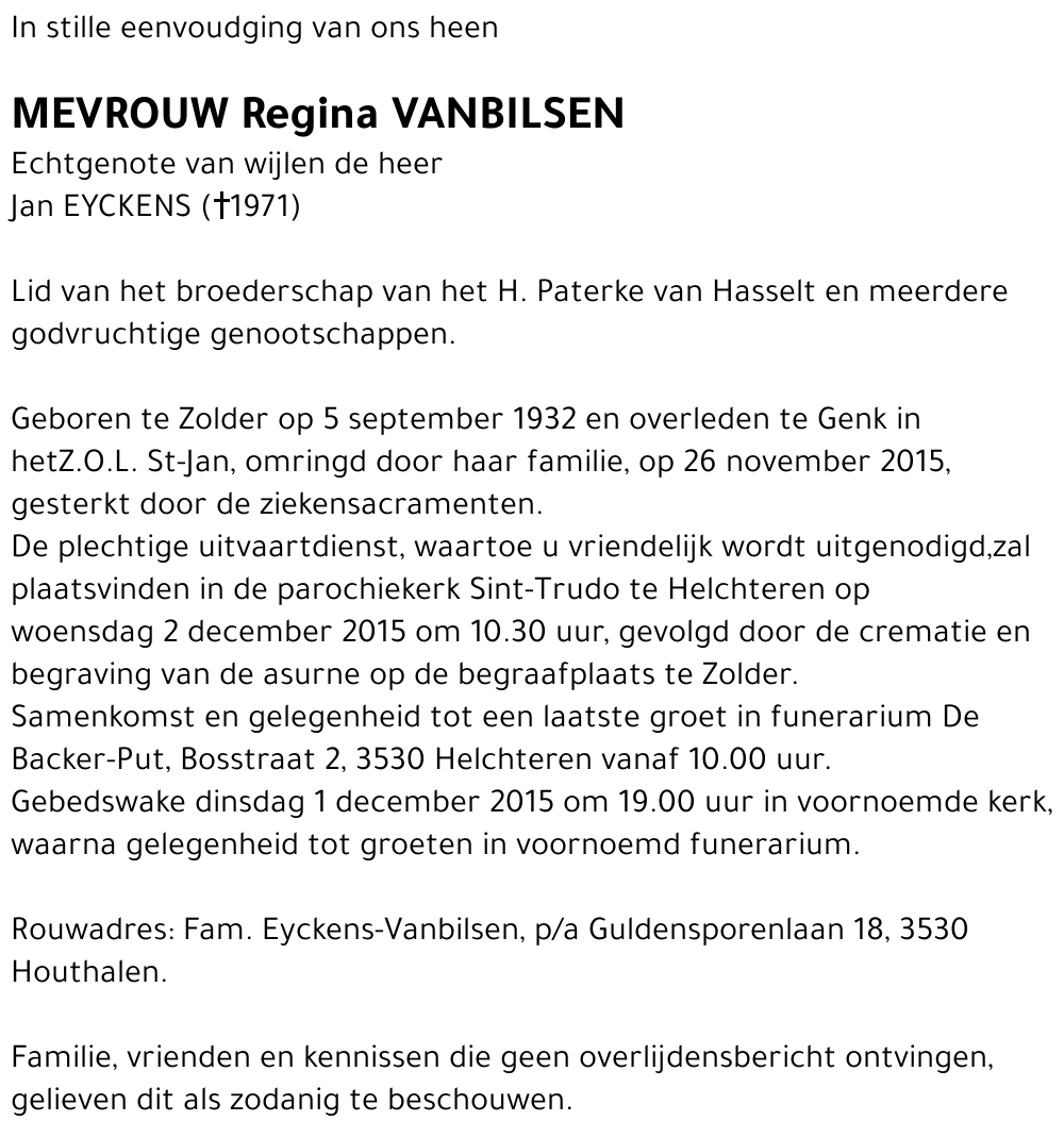 Regina VANBILSEN
