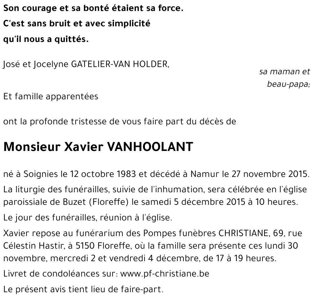 Xavier VANHOOLANT