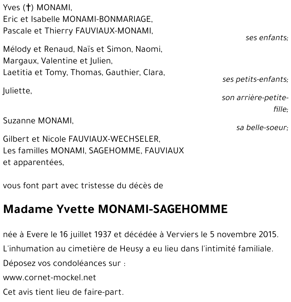 Yvette SAGEHOMME