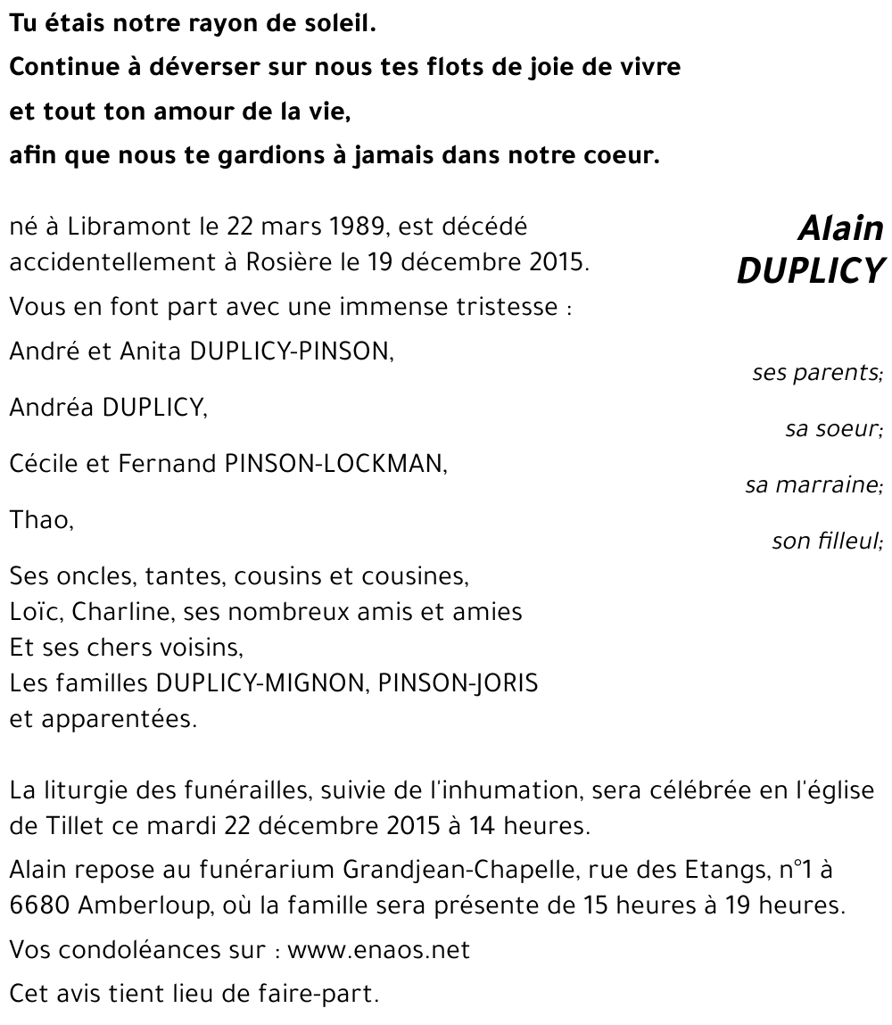 Alain DUPLICY