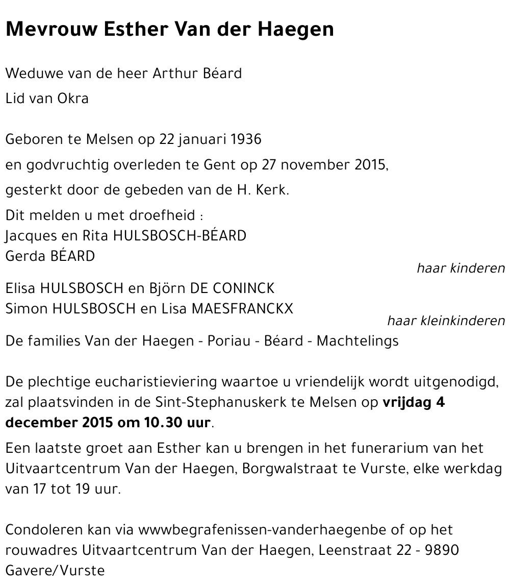 Esther Van der Haegen