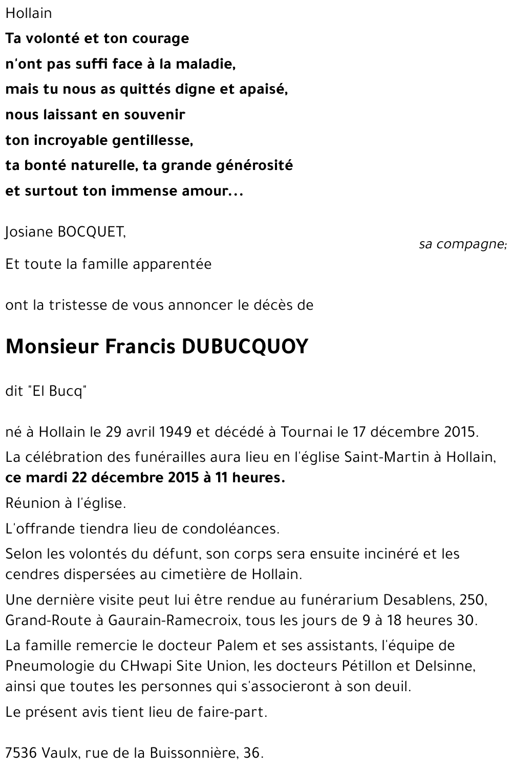 Francis DUBUCQUOY