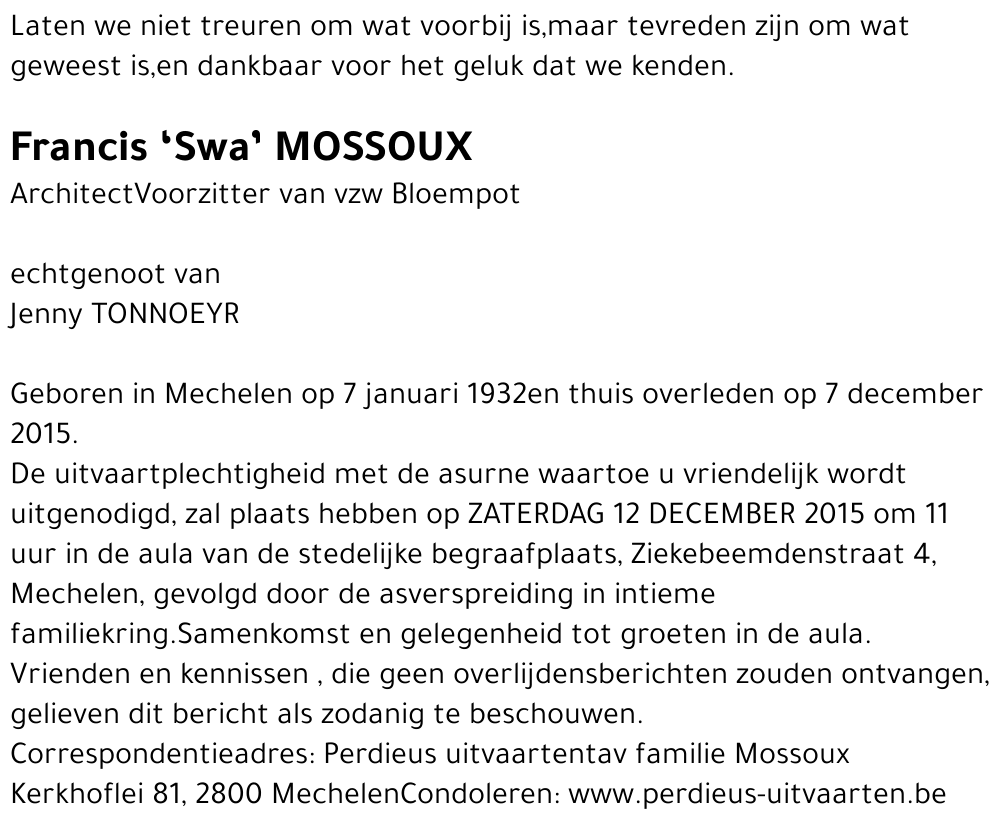 Francis ‘Swa’ Mossoux