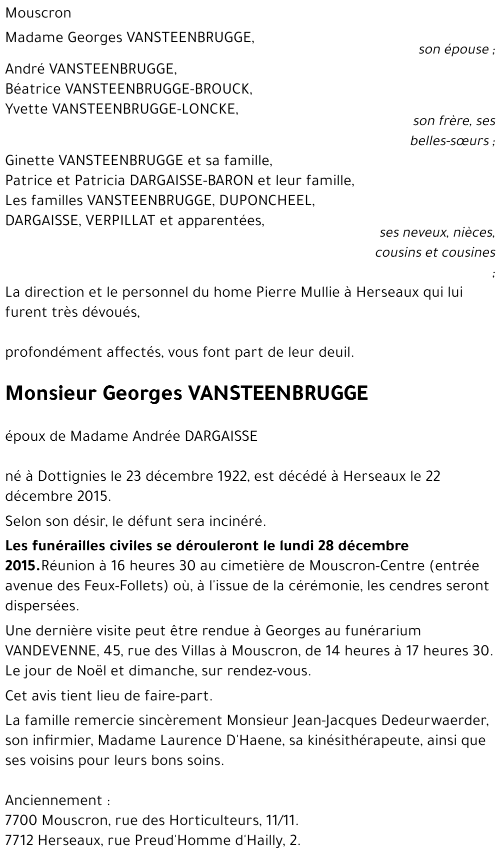 Georges VANSTEENBRUGGE