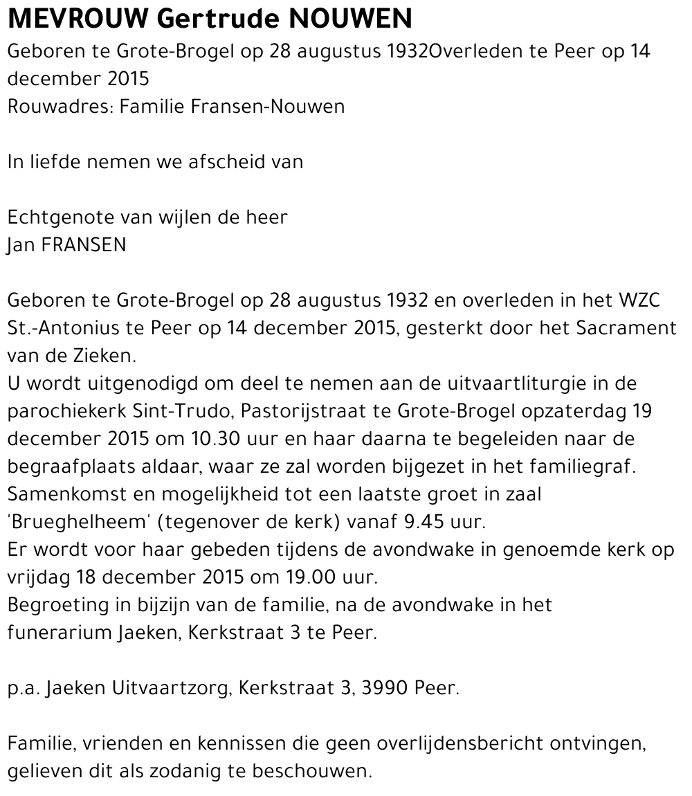 Gertrude NOUWEN