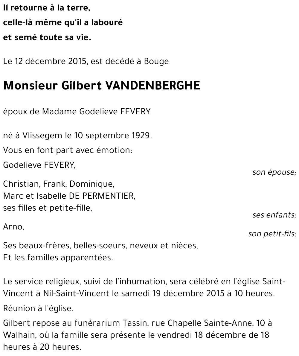 Gilbert VANDENBERGHE