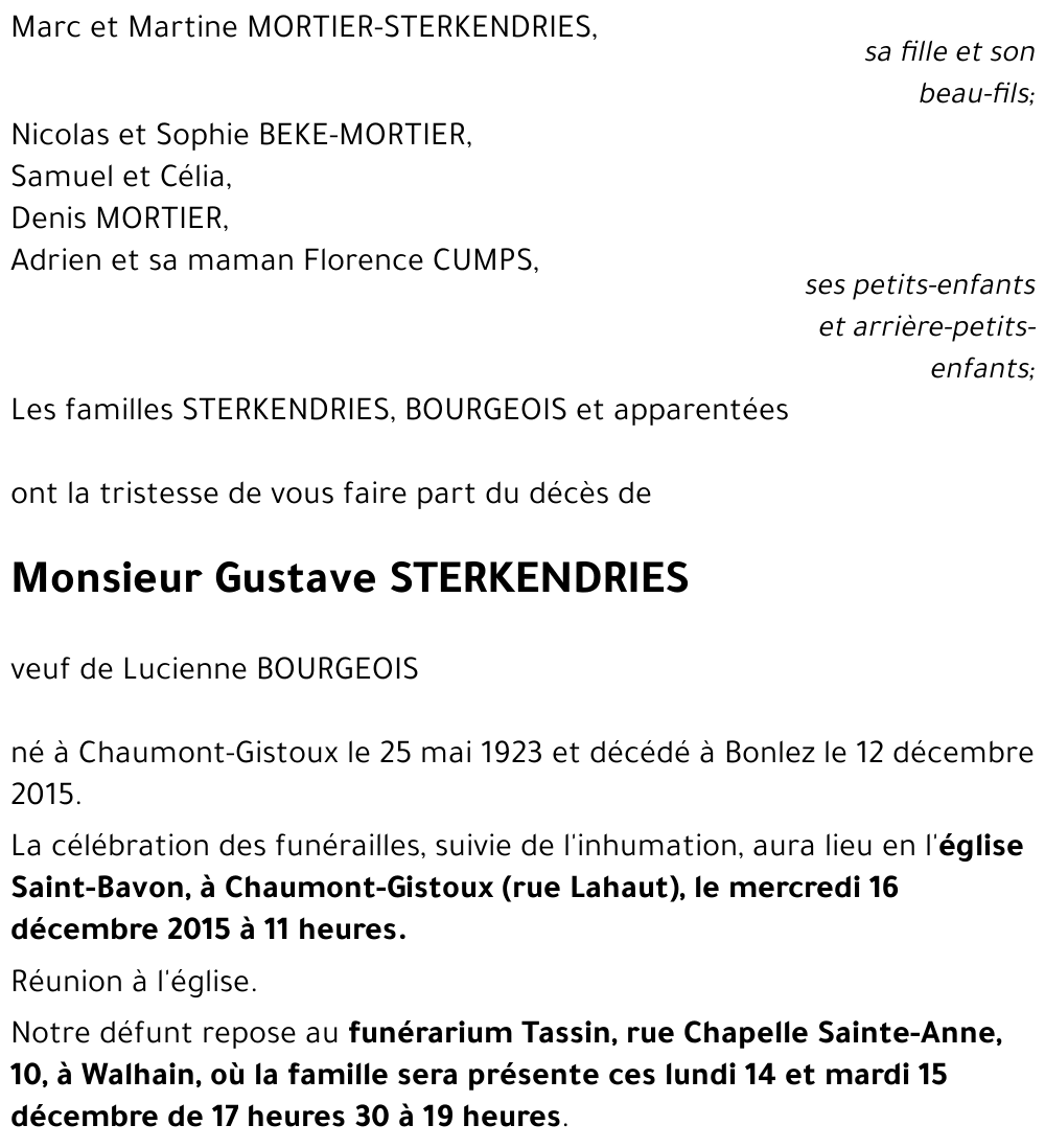 Gustave STERKENDRIES