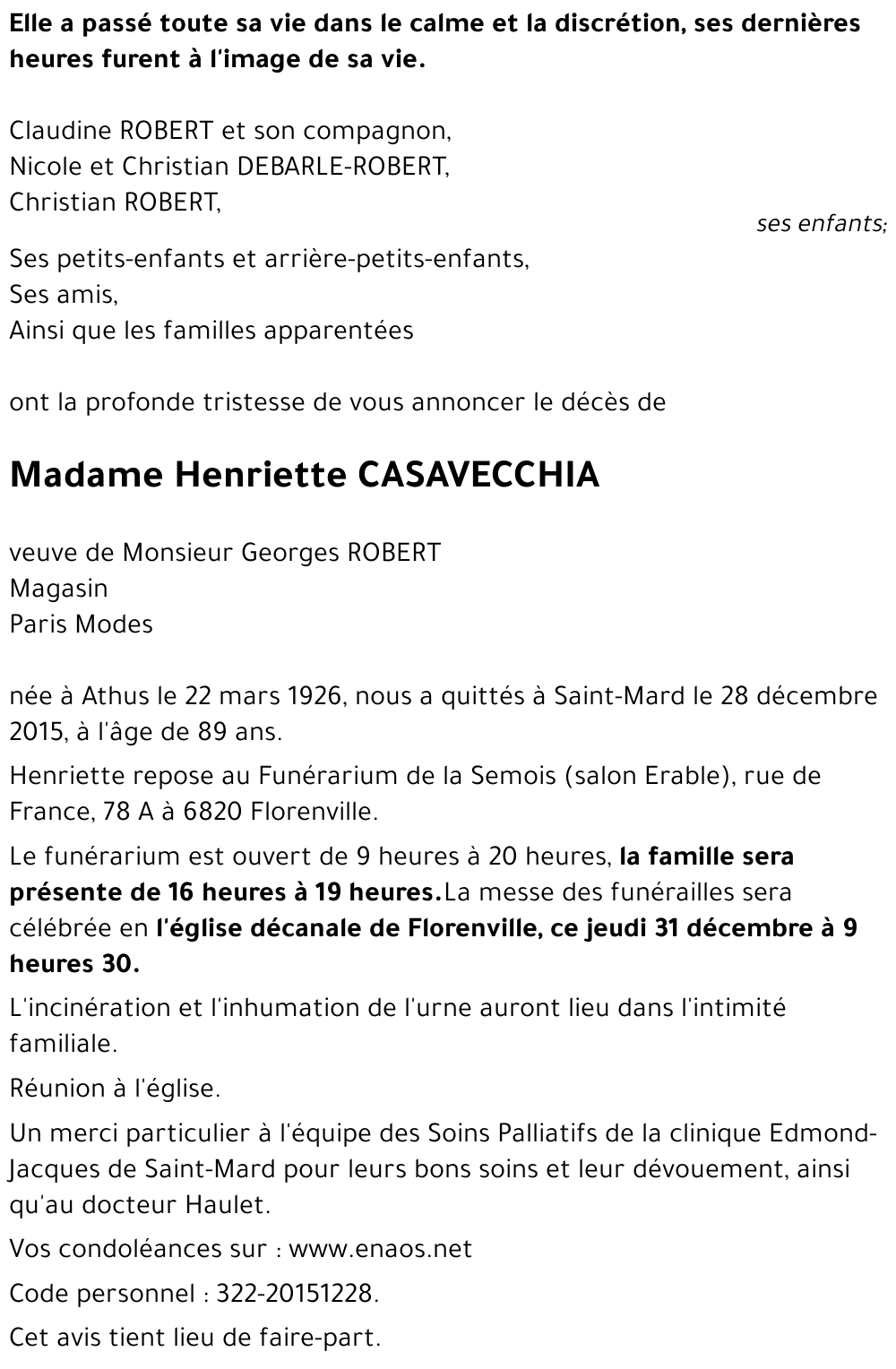 Henriette CASAVECCHIA