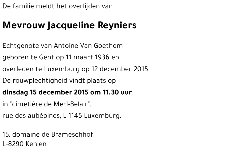 Jacqueline Reyniers