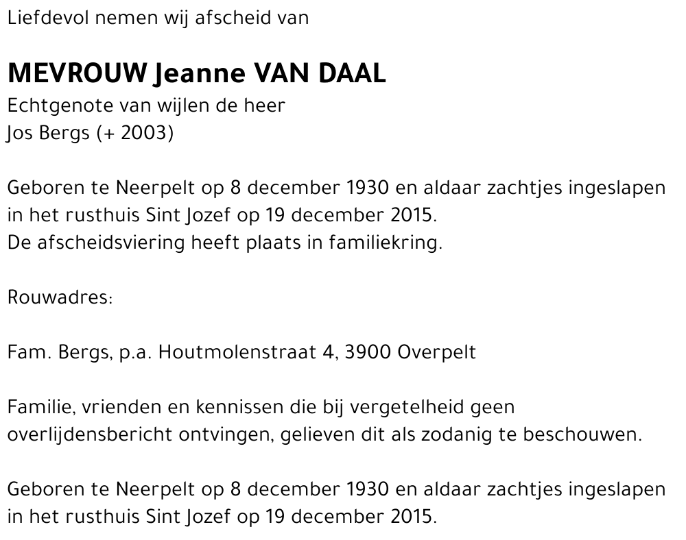 Jeanne Van Daal