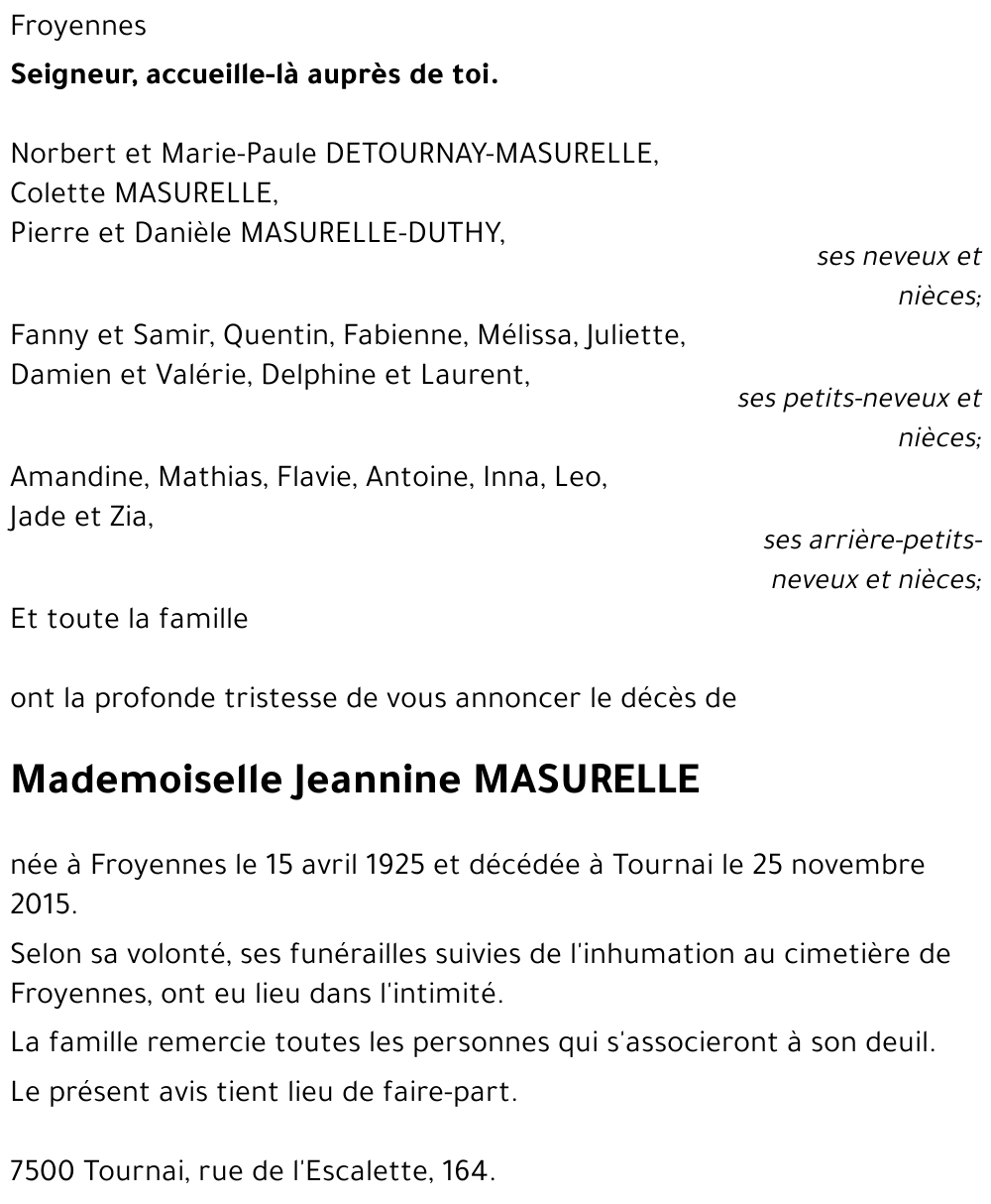 Jeannine MASURELLE