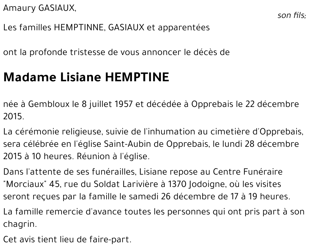 Lisiane HEMPTINE