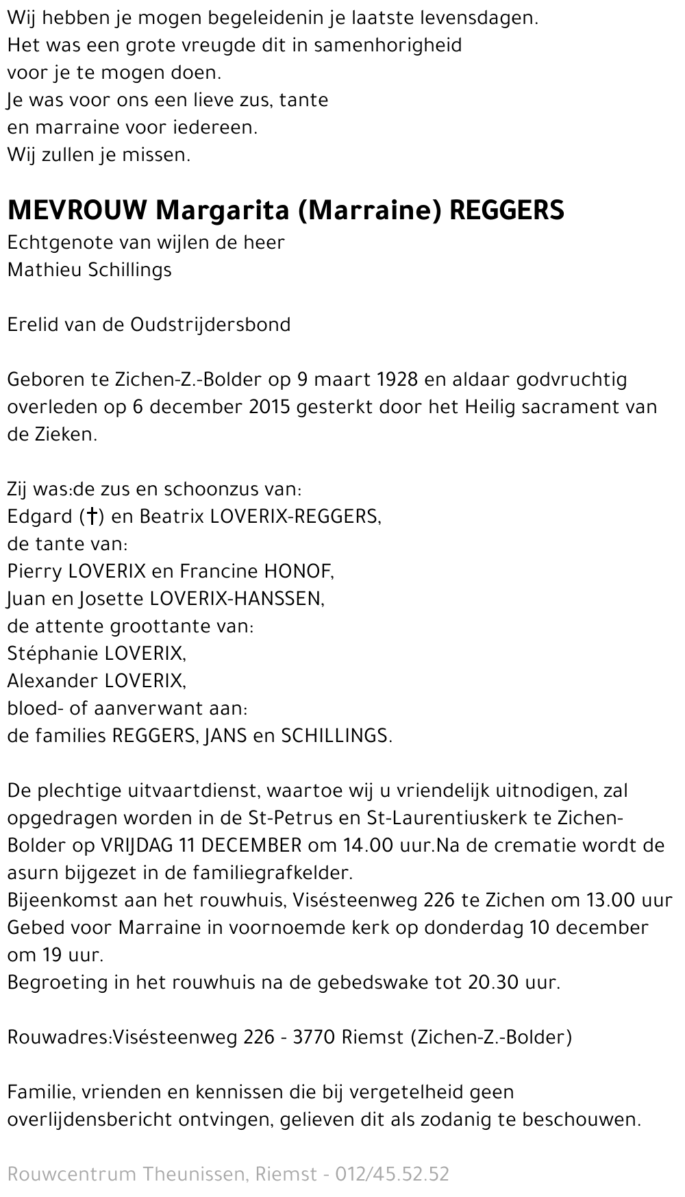 Margarita (Marraine) Reggers