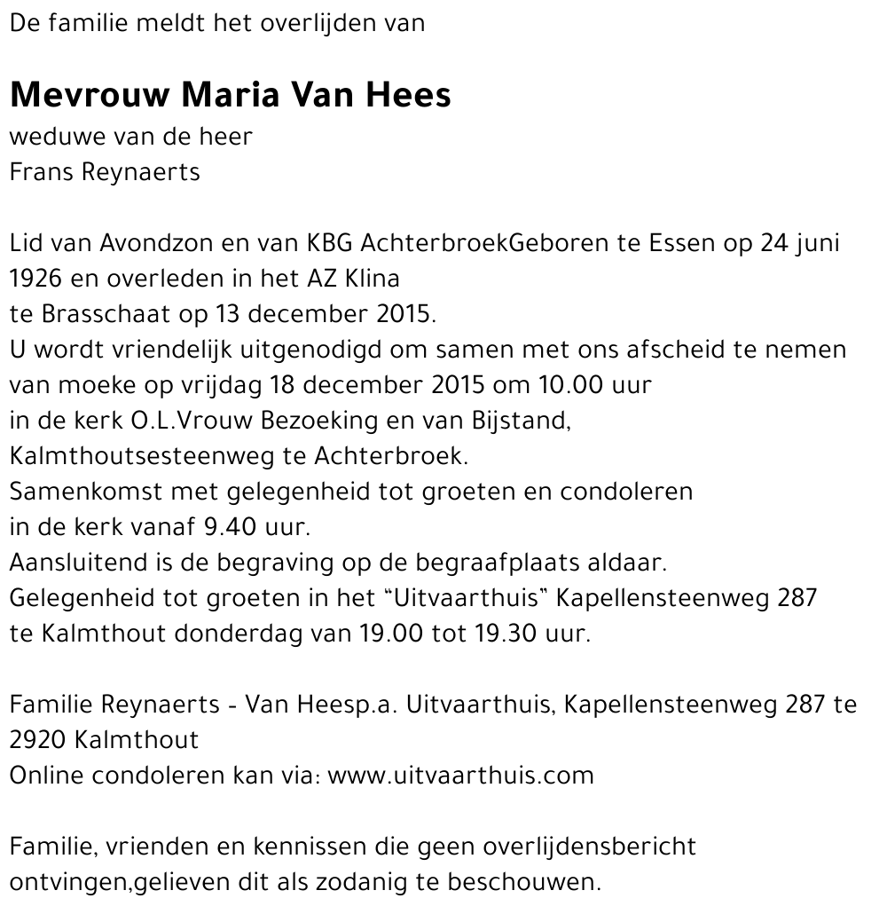 Maria Van Hees