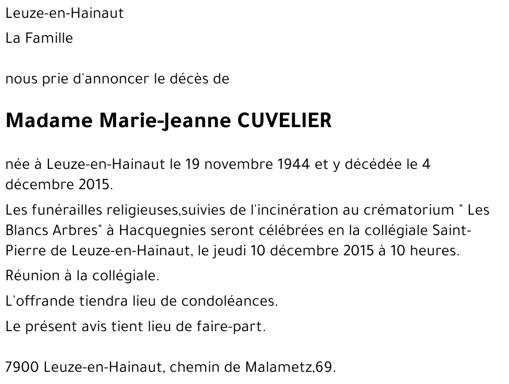 Marie-Jeanne Cuvelier