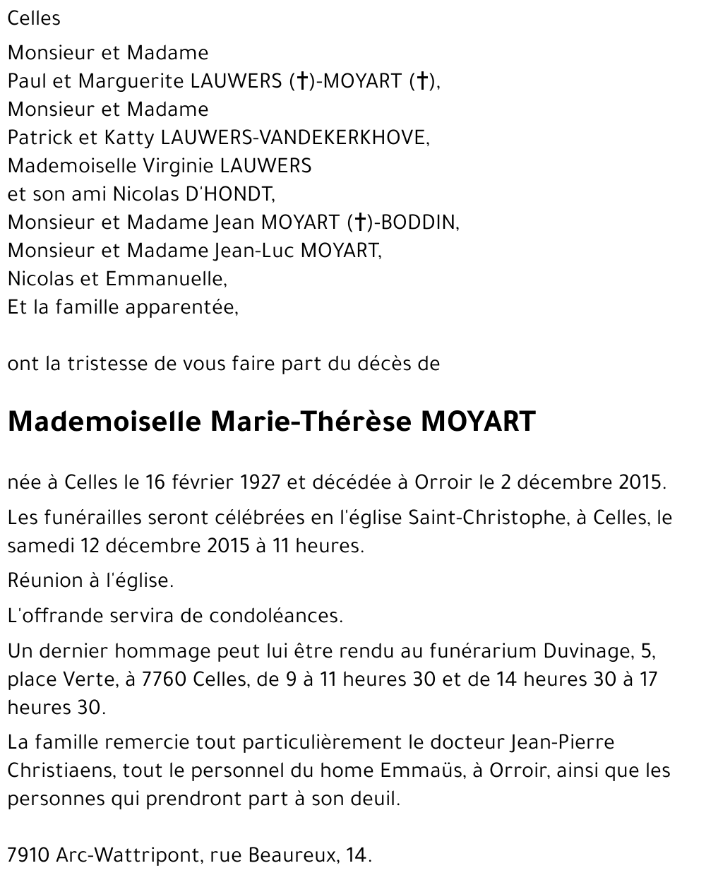 Marie-Thérèse MOYART