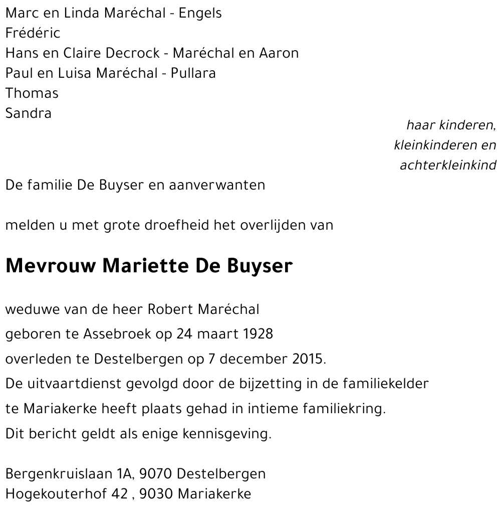 Mariette De Buyser