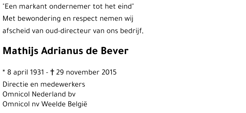 Mathijs Adrianus de Bever