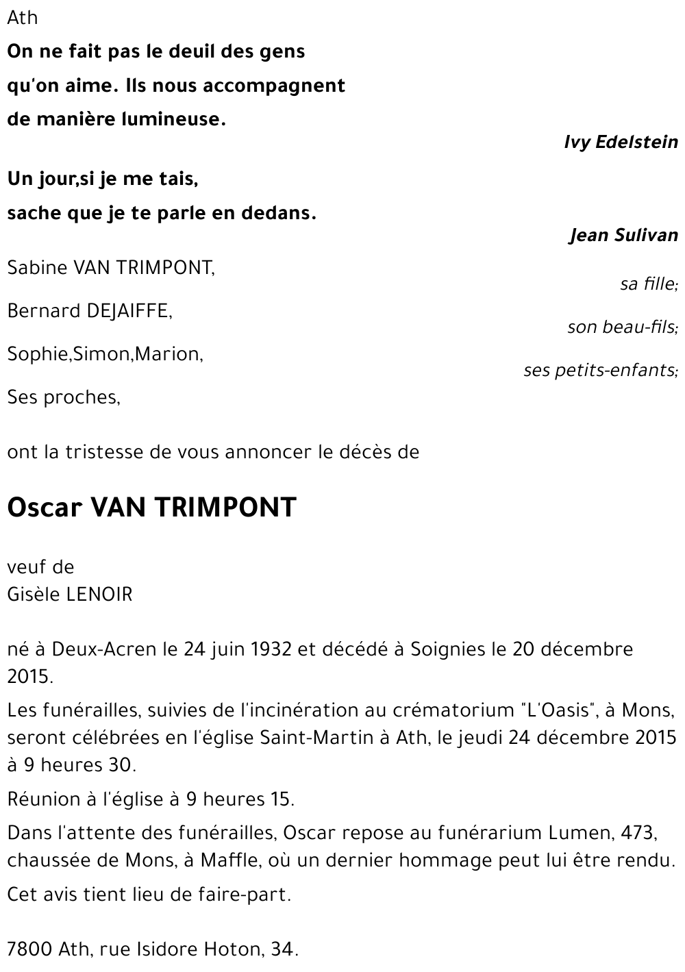 Oscar VAN TRIMPONT