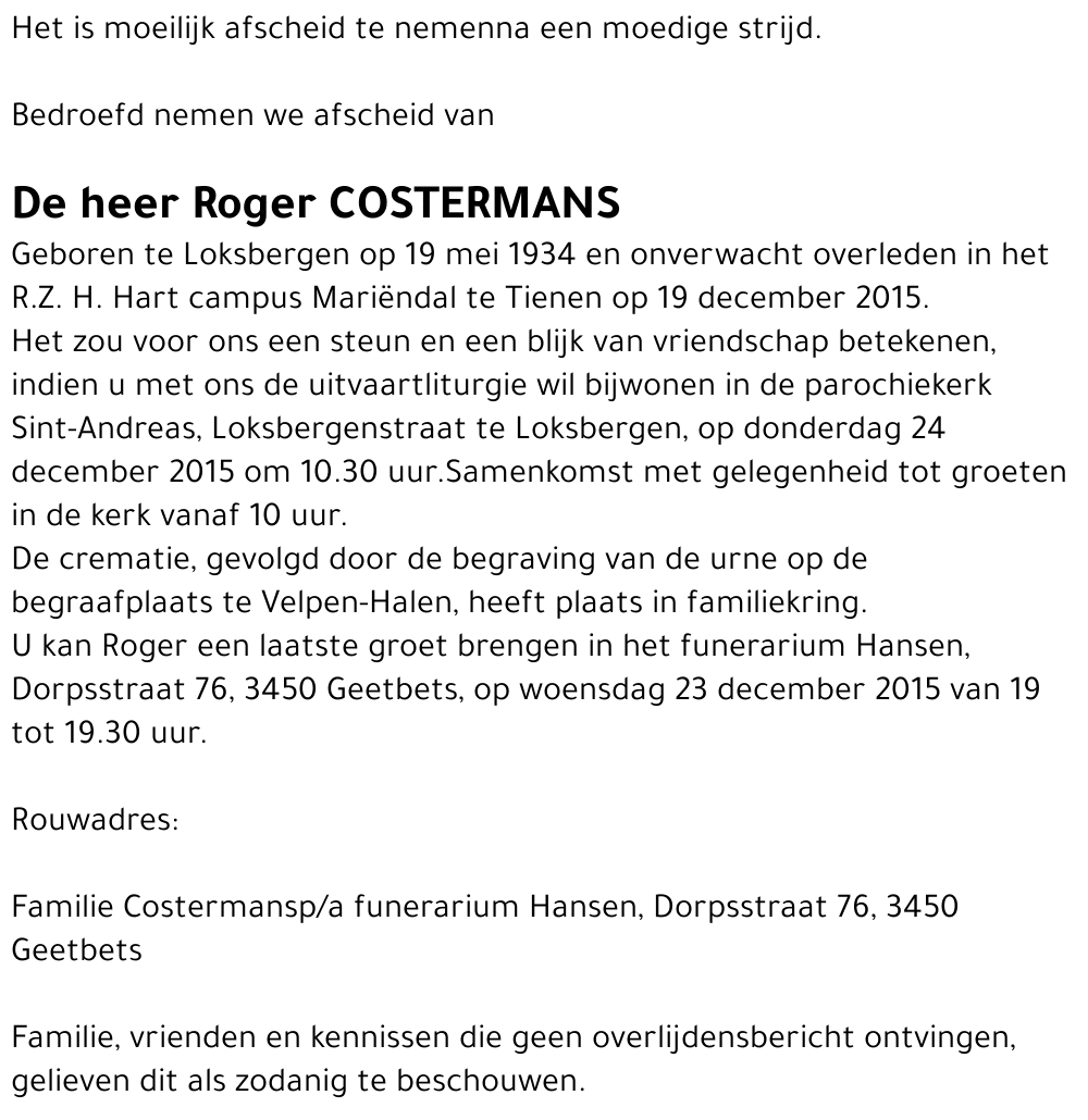 Roger COSTERMANS