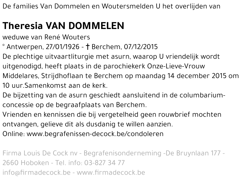 Theresia Van Dommelen