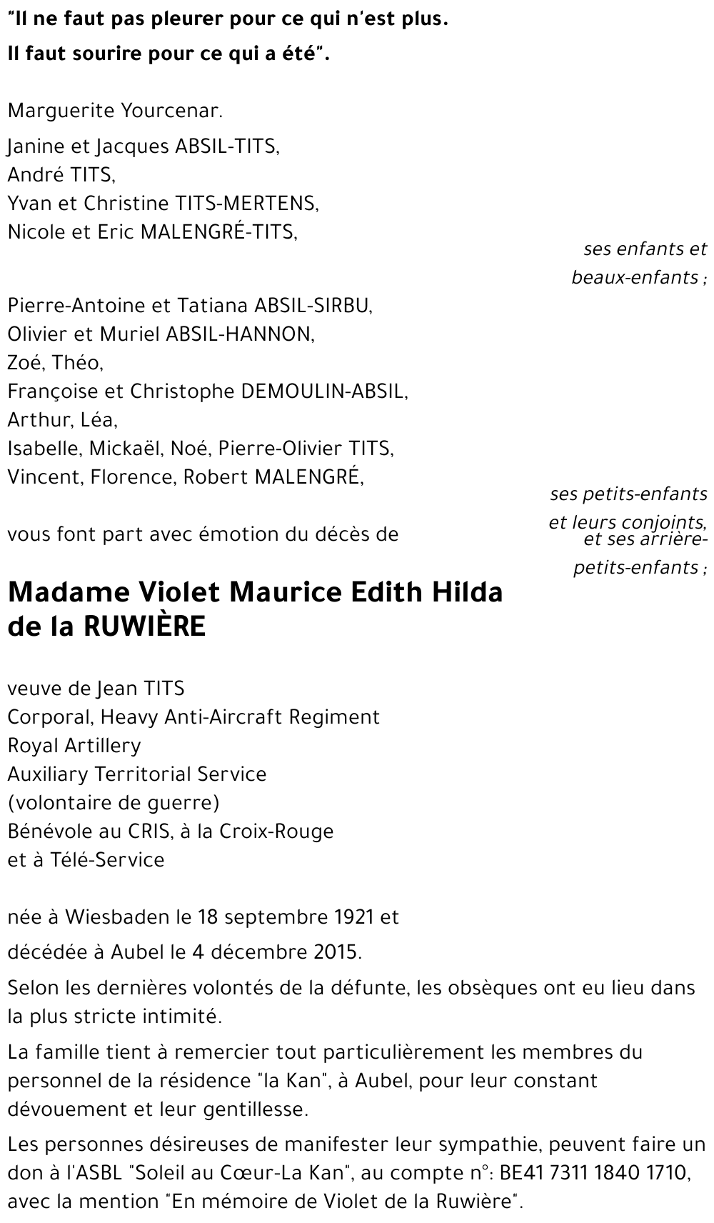 Violet de la RUWIERE