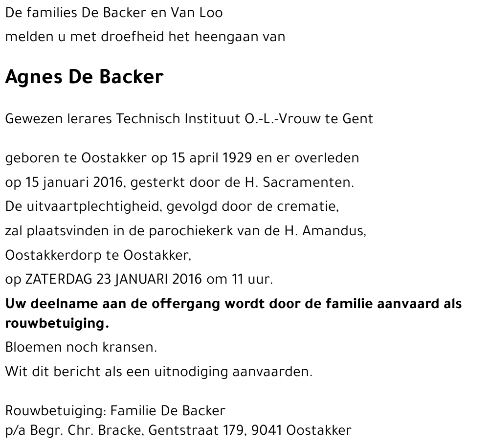 Agnes De Backer
