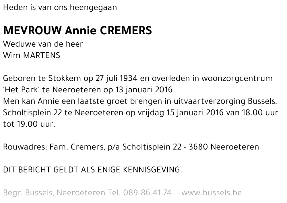Annie CREMERS