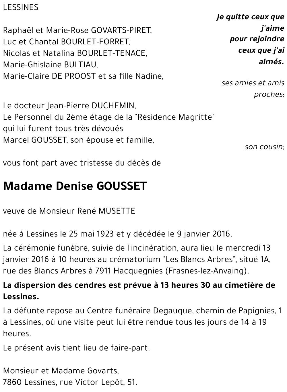 Denise GOUSSET