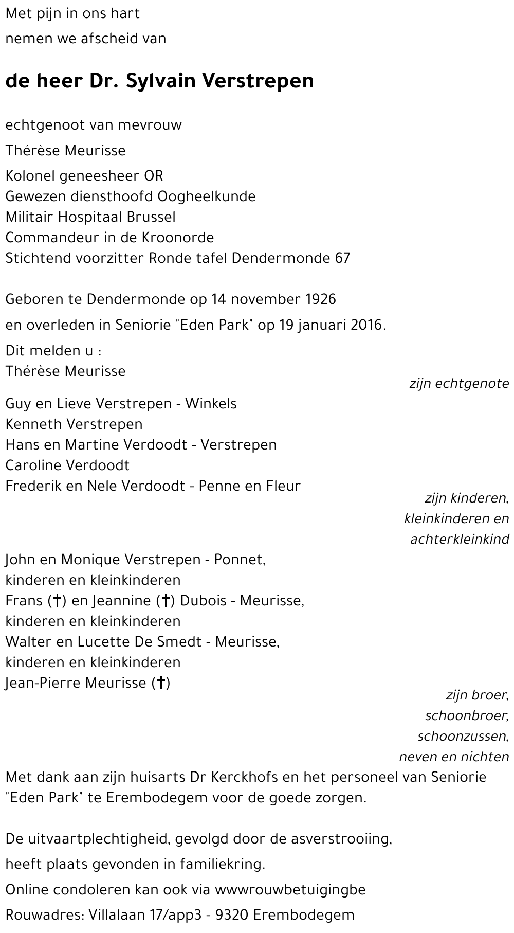 Dr. Sylvain Verstrepen