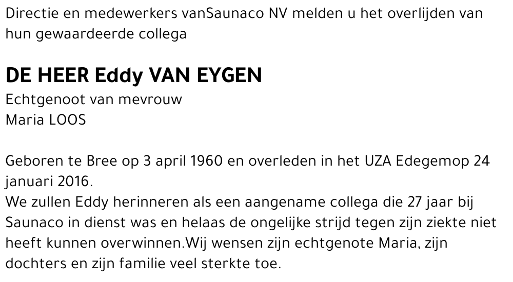 Eddy VAN EYGEN