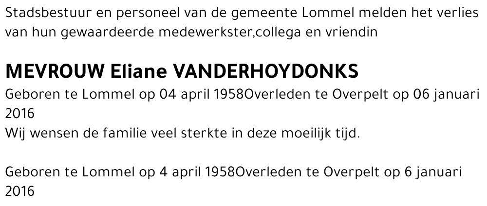 Eliane Vanderhoydonks