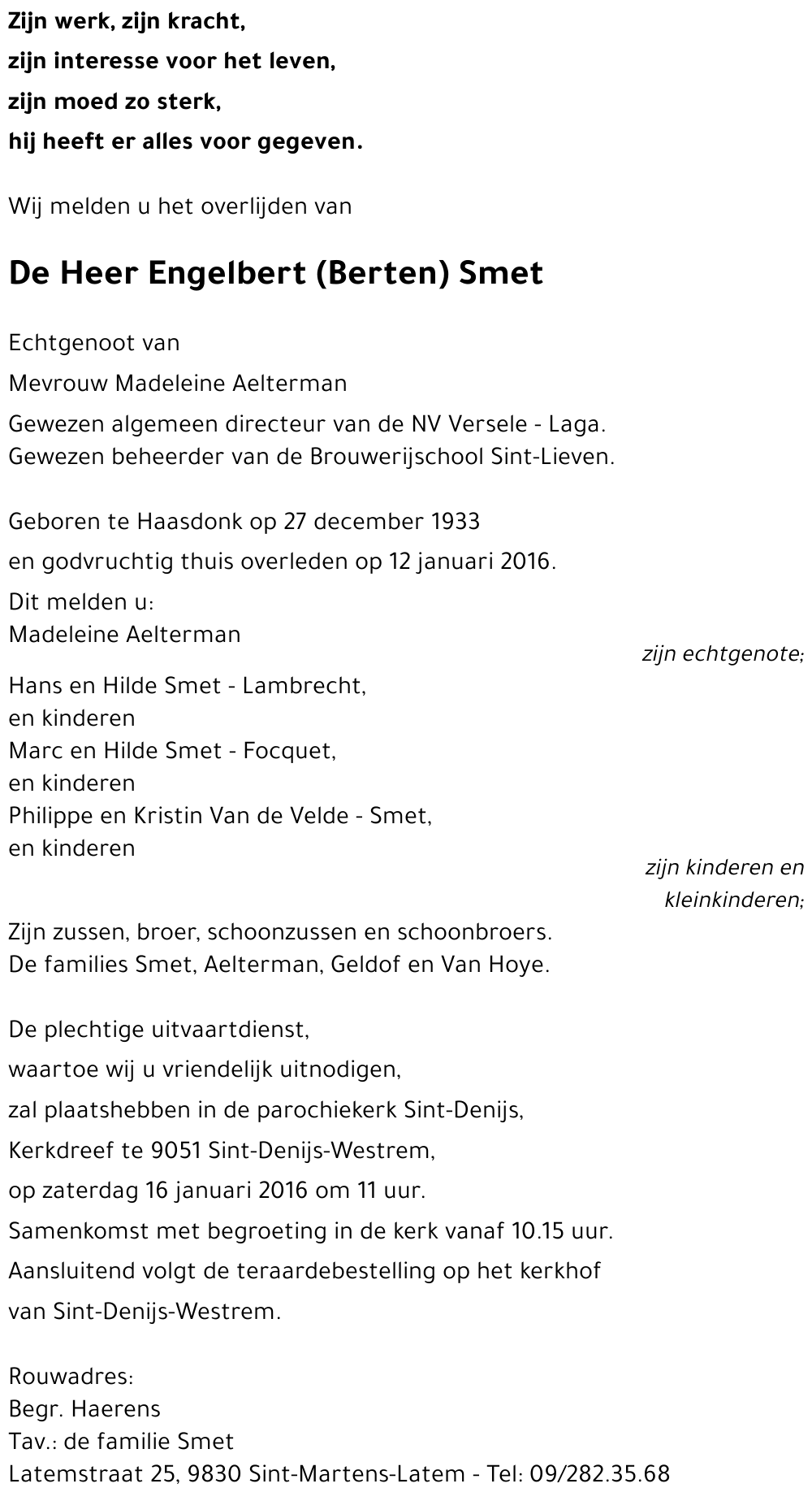 Engelbert ( Berten) Smet