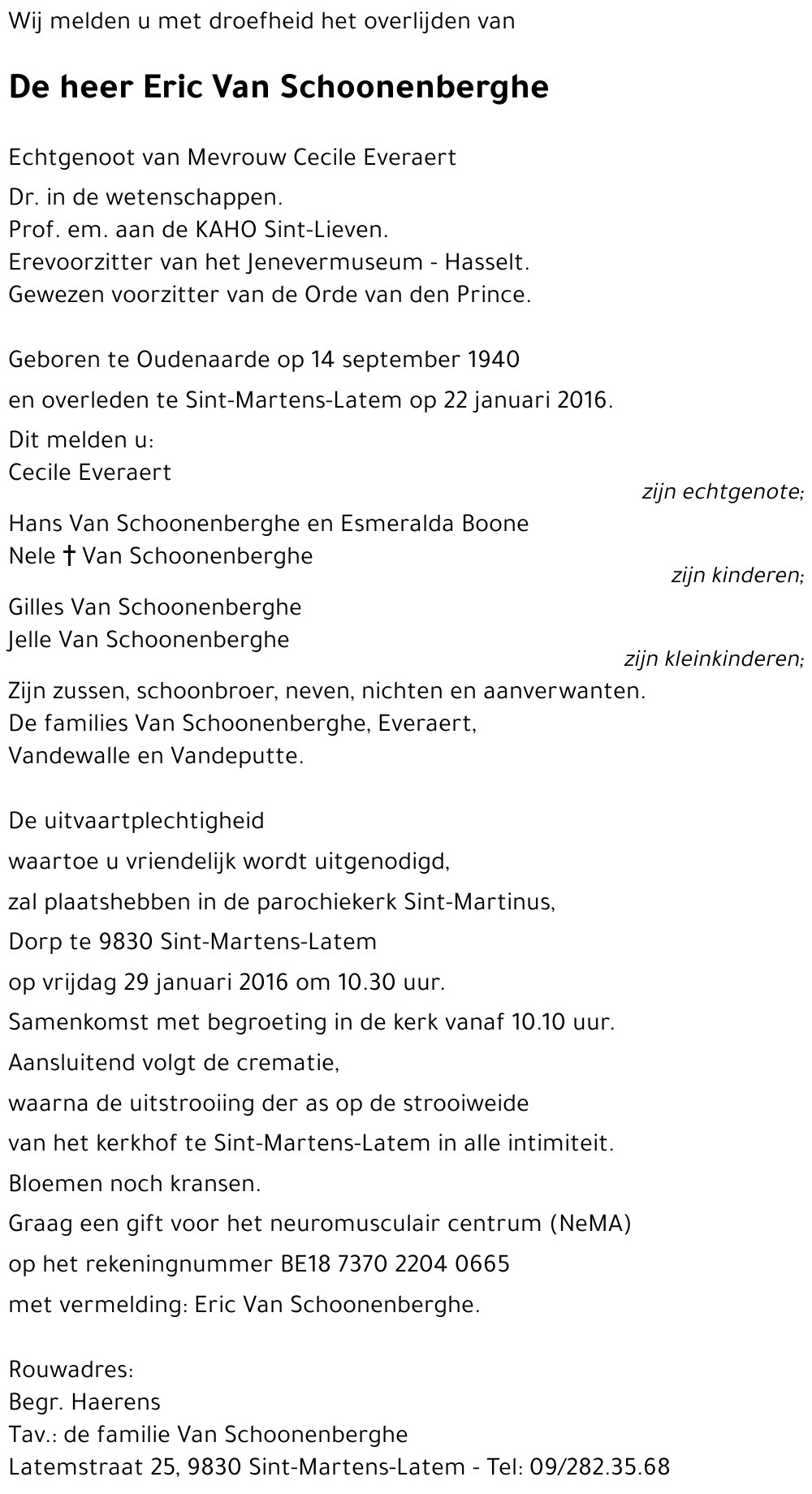 Eric Van Schoonenberghe