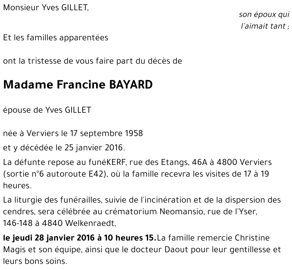Francine BAYARD