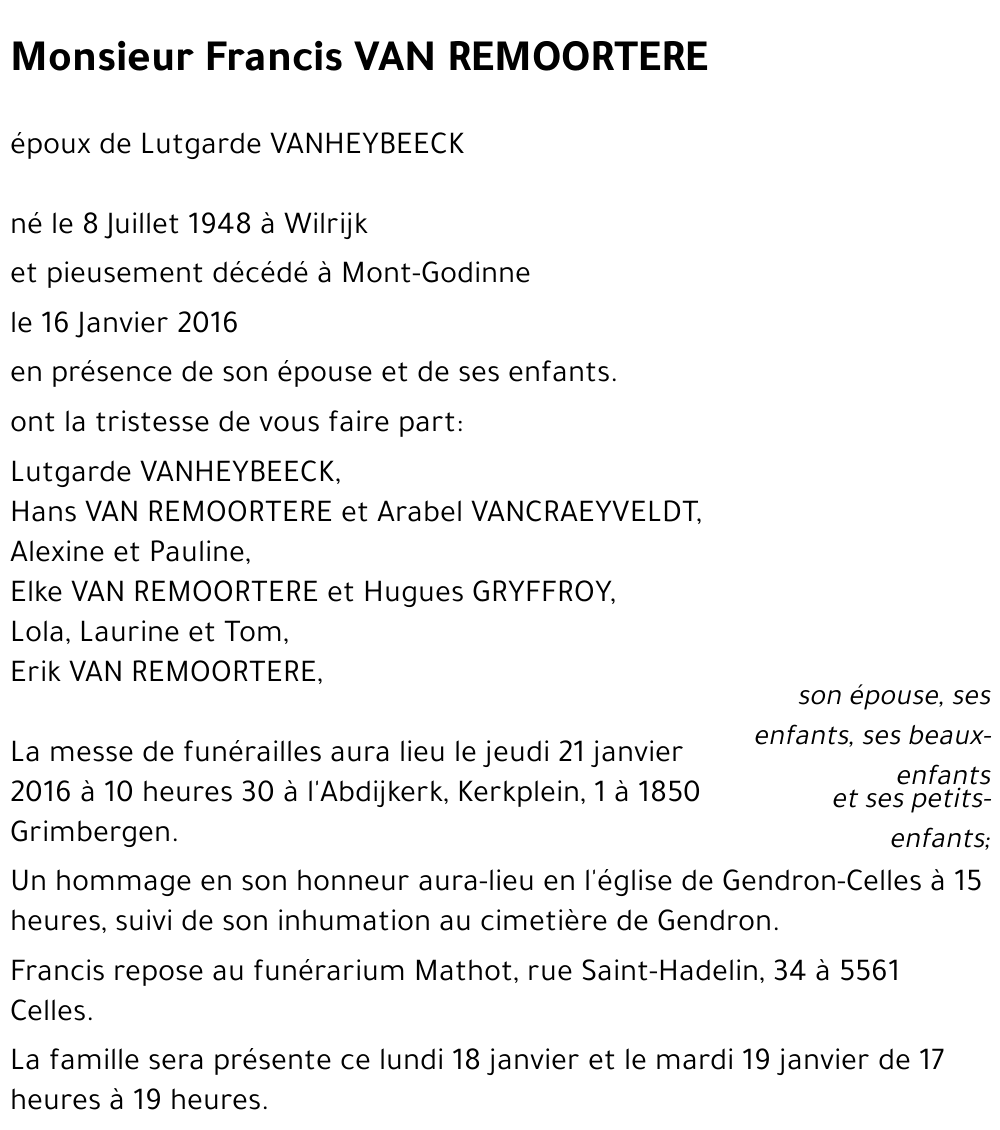 Francis VAN REMOORTERE