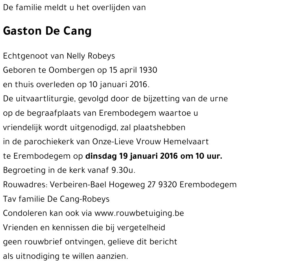 Gaston De Cang