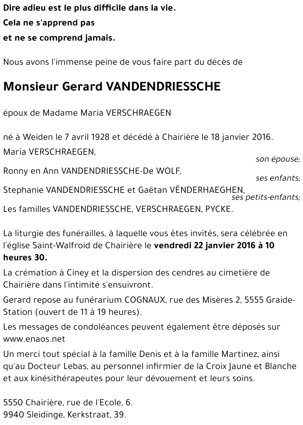 Gérard VANDENDRIESSCHE