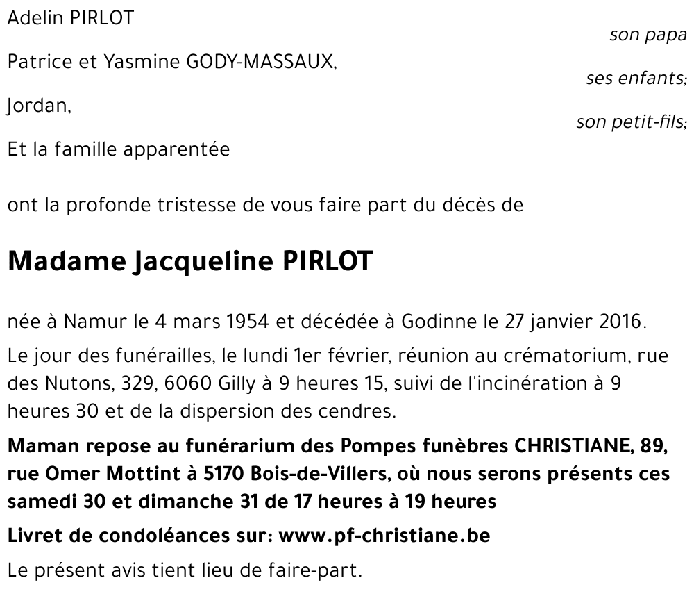 Jacqueline PIRLOT