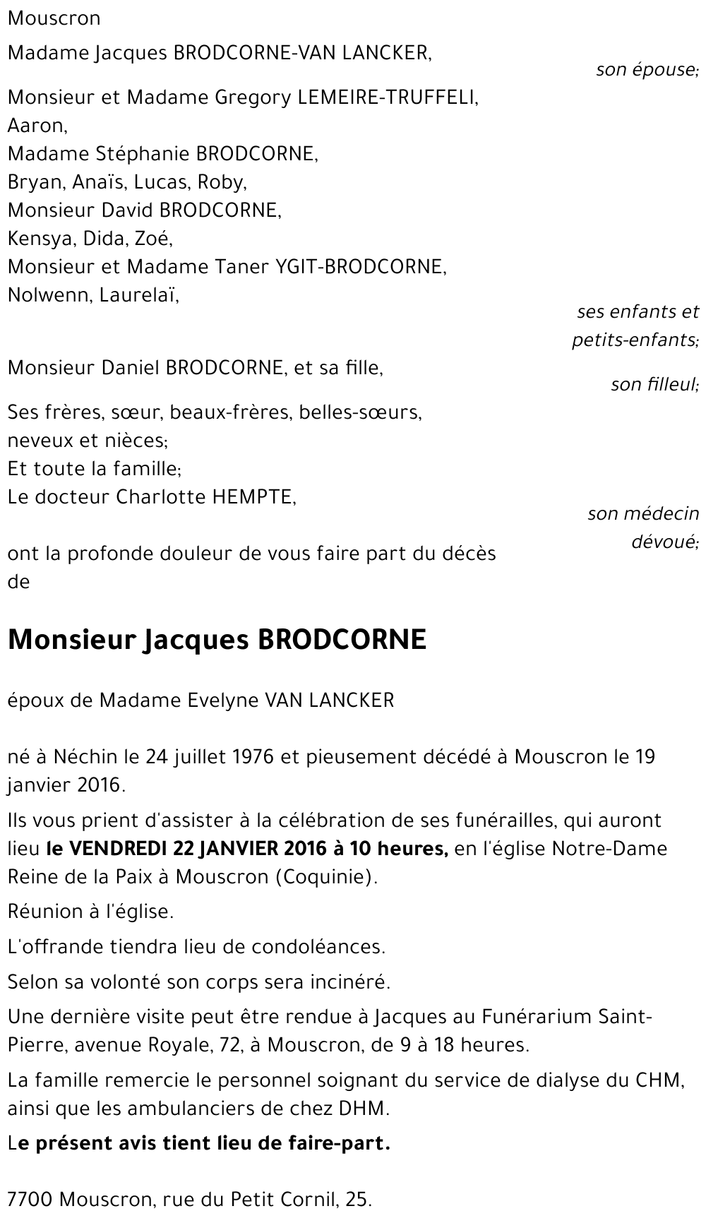 Jacques BRODCORNE