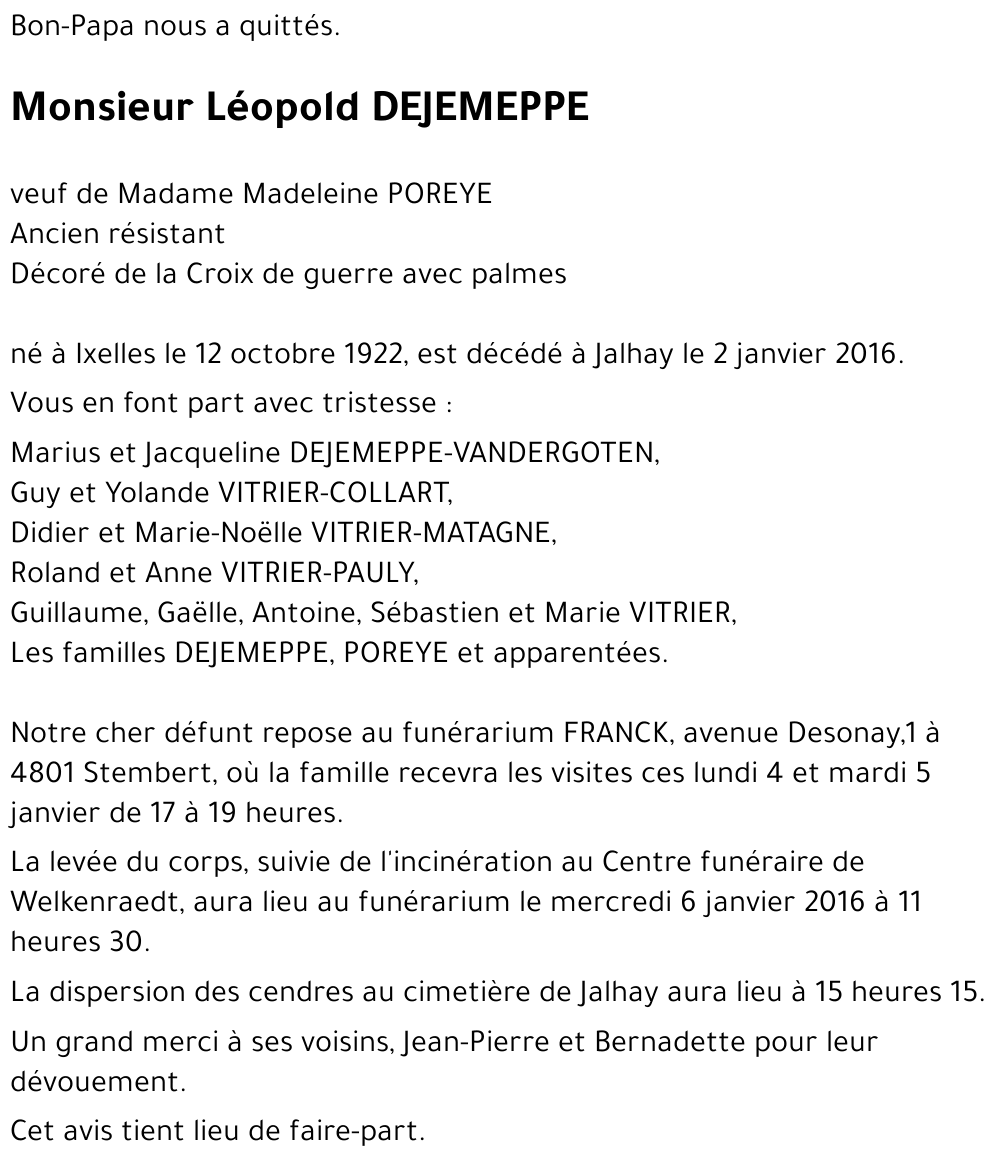 Léopold DEJEMEPPE