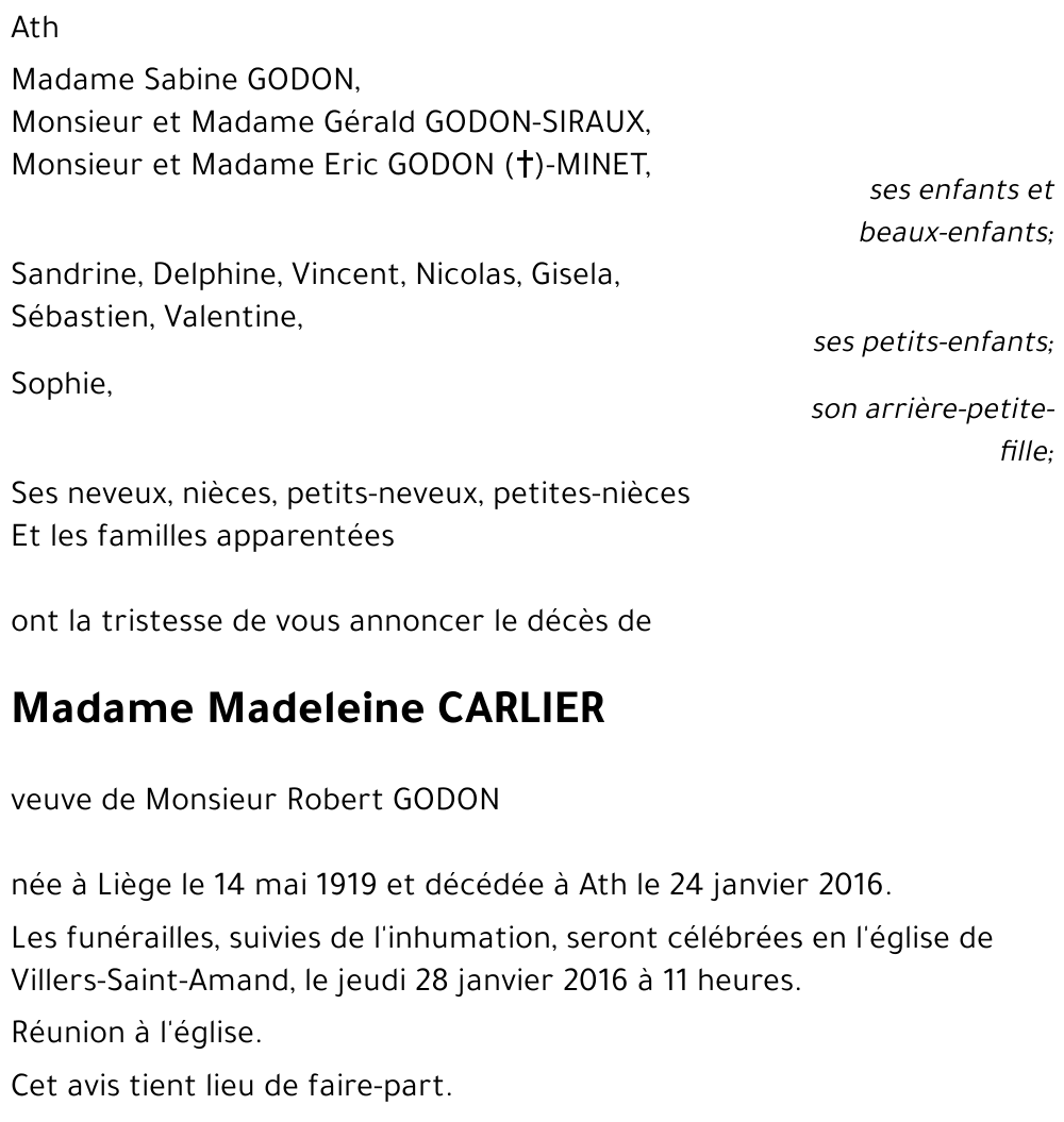 Madeleine CARLIER