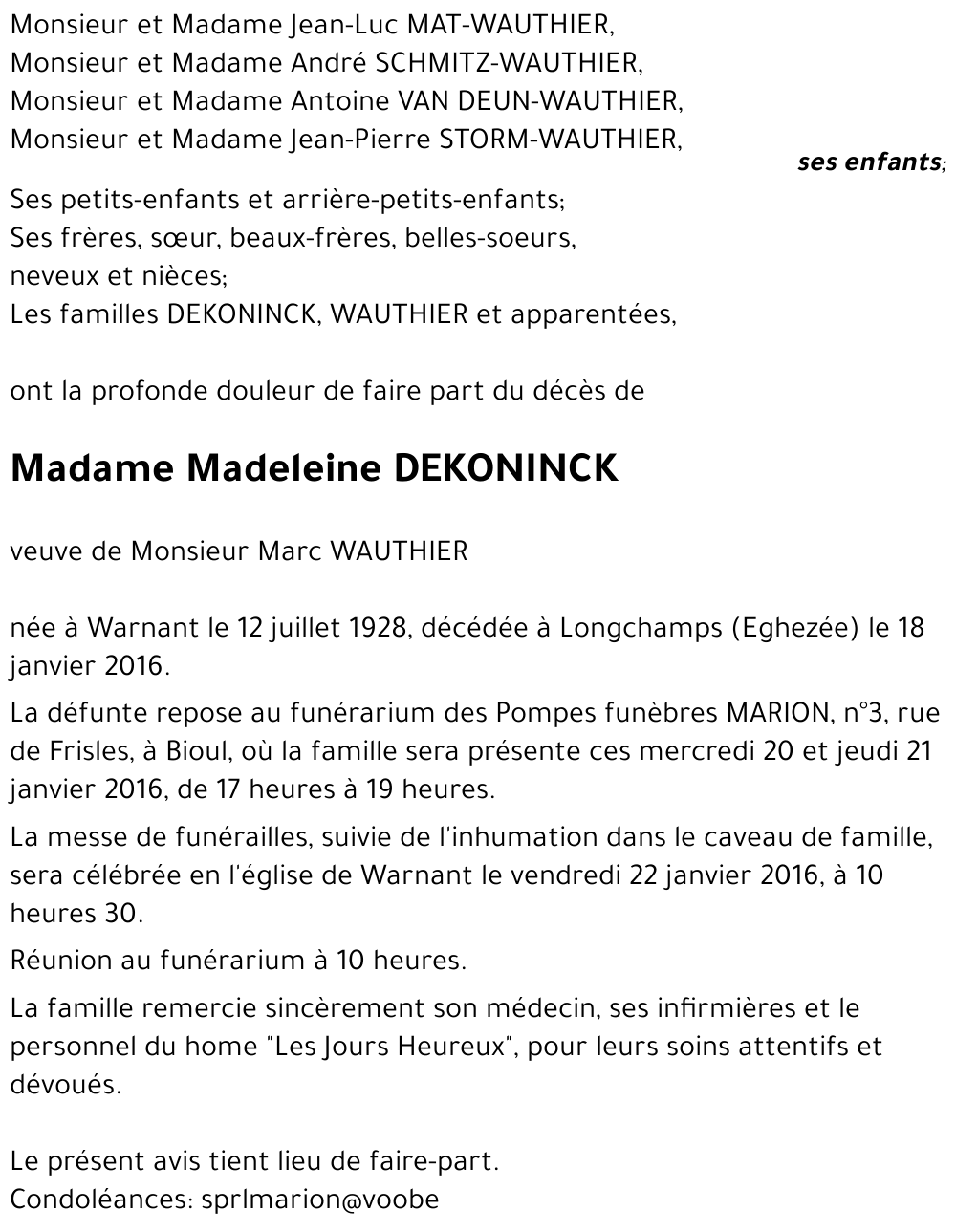 Madeleine DEKONINCK