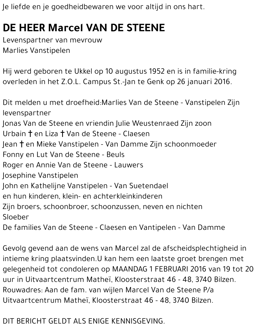 Marcel VAN DE STEENE