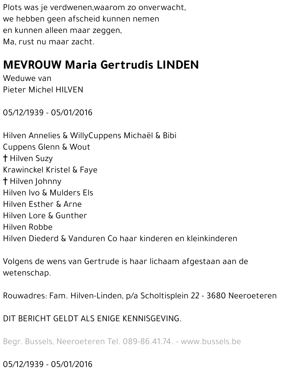 Maria Gertrudis LINDEN