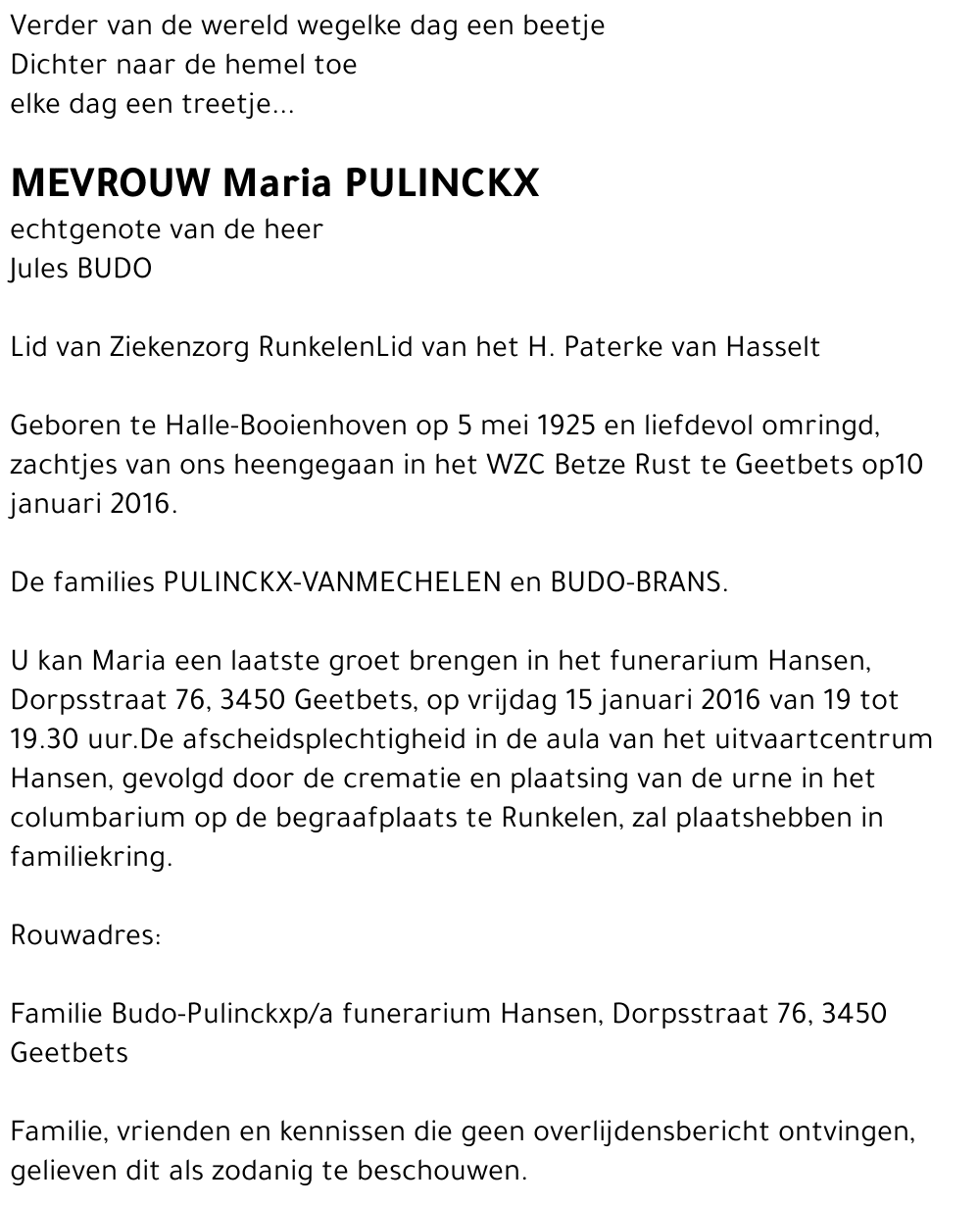 Maria PULINCKX