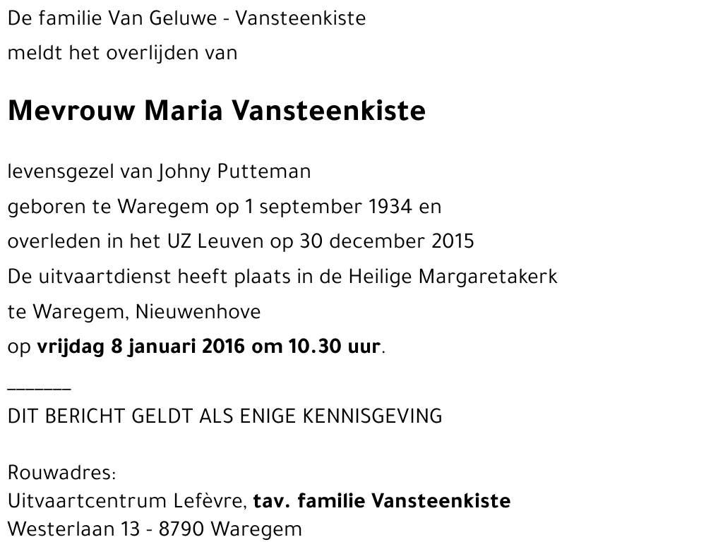 Maria Vansteenkiste