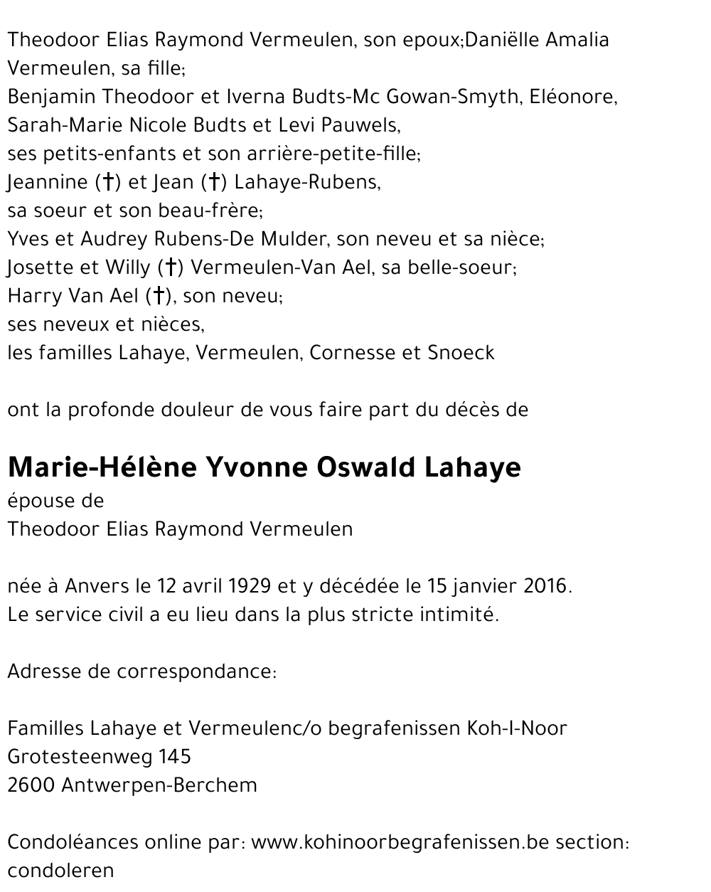 Marie-Hélène Yvonne Lahaye