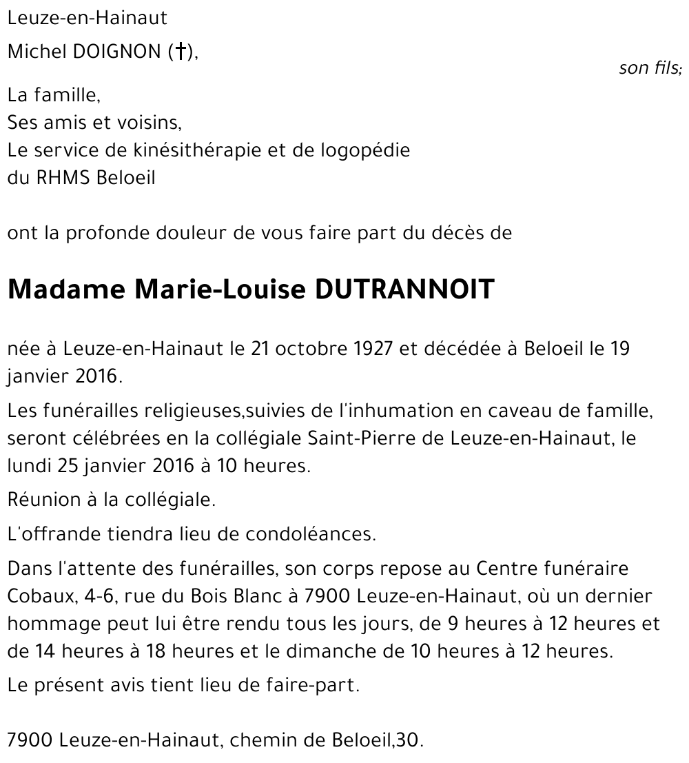 Marie-Louise Dutrannoit